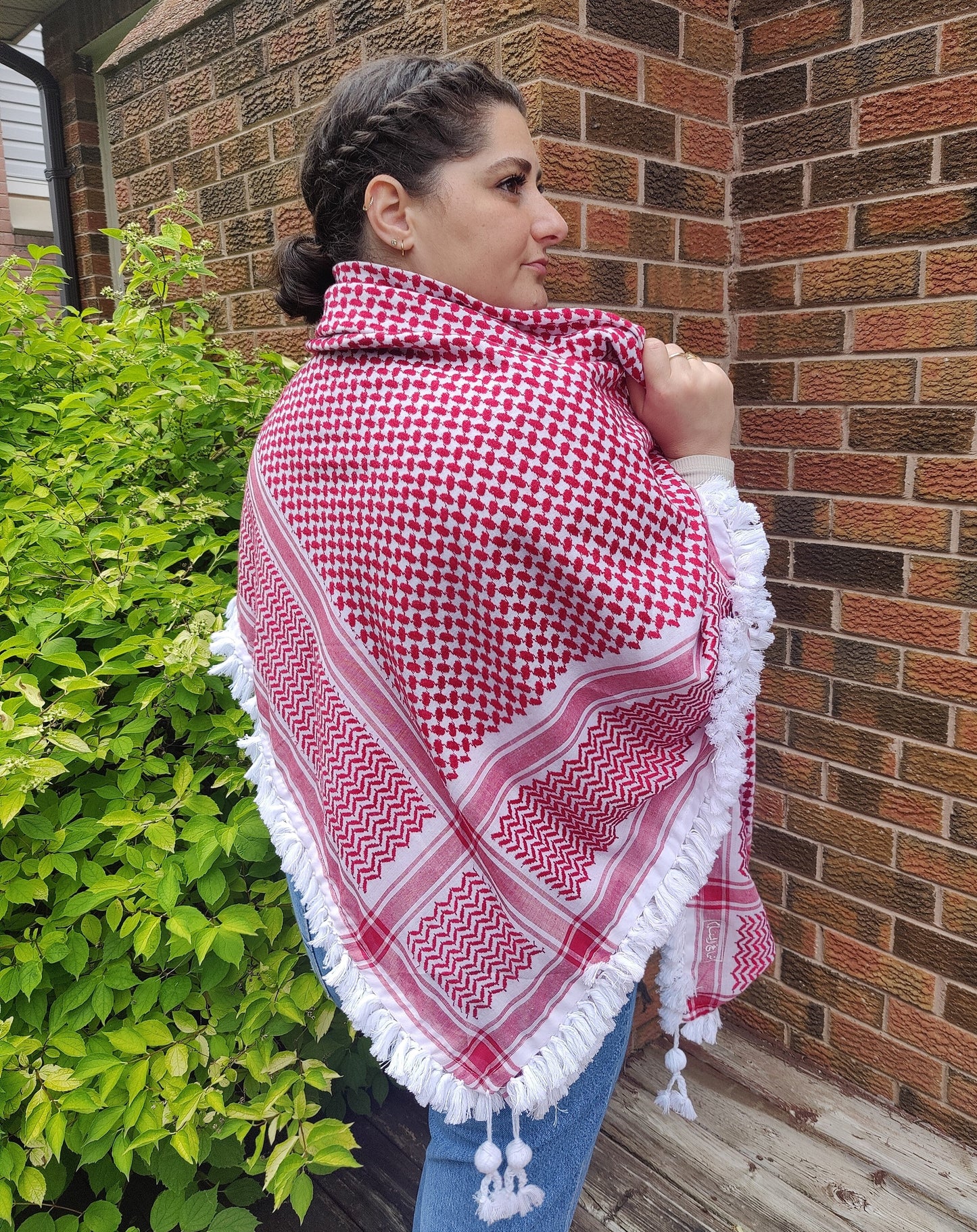 Royal Shemagh (Keffiyeh) | Red & White – Made in Jordan - Palestinian Scarf
