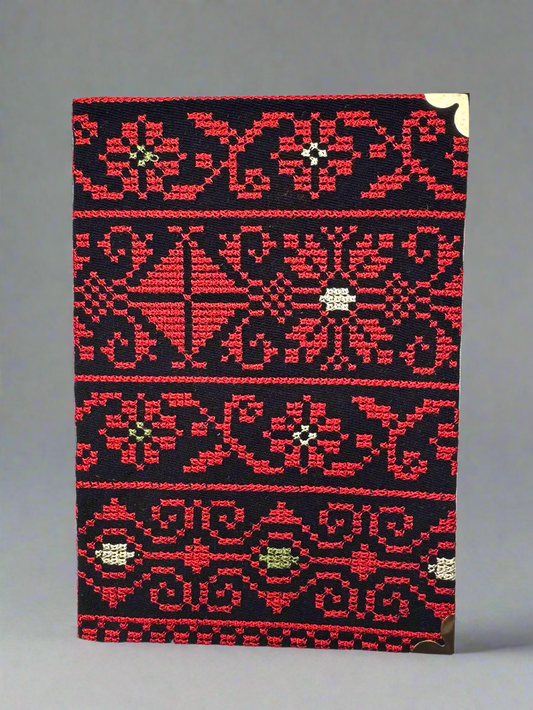 Tatreez Journal | Handcrafted Palestinian Notebook – Red & Teal Designs