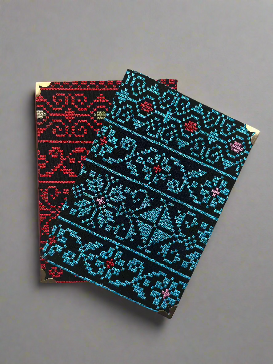 Tatreez Journal | Handcrafted Palestinian Notebook – Red & Teal Designs