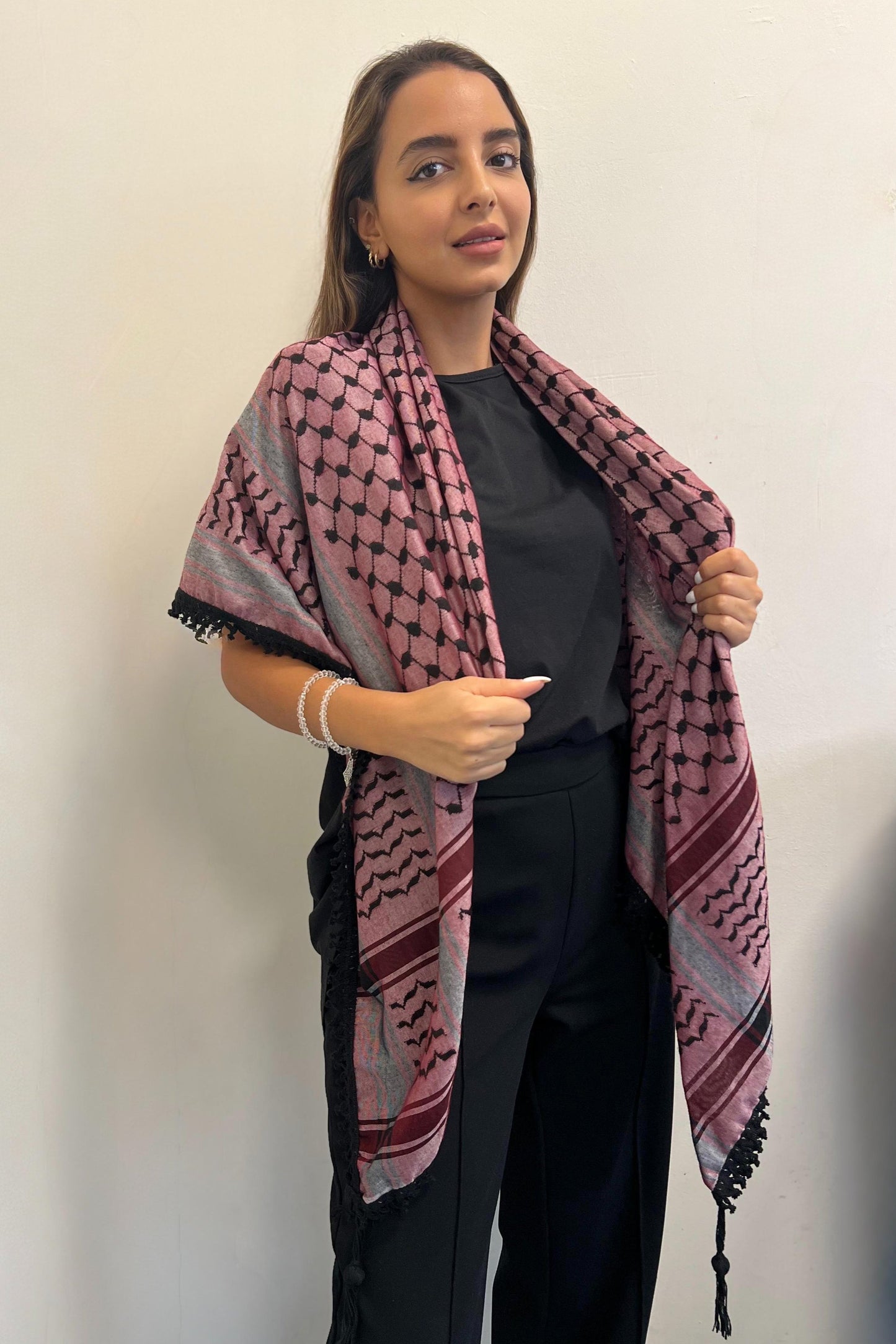Echoes – Deep Maroon Kufiya (Keffiyeh) | Muted Threads – Made in Jordan - Palestinian Scarf