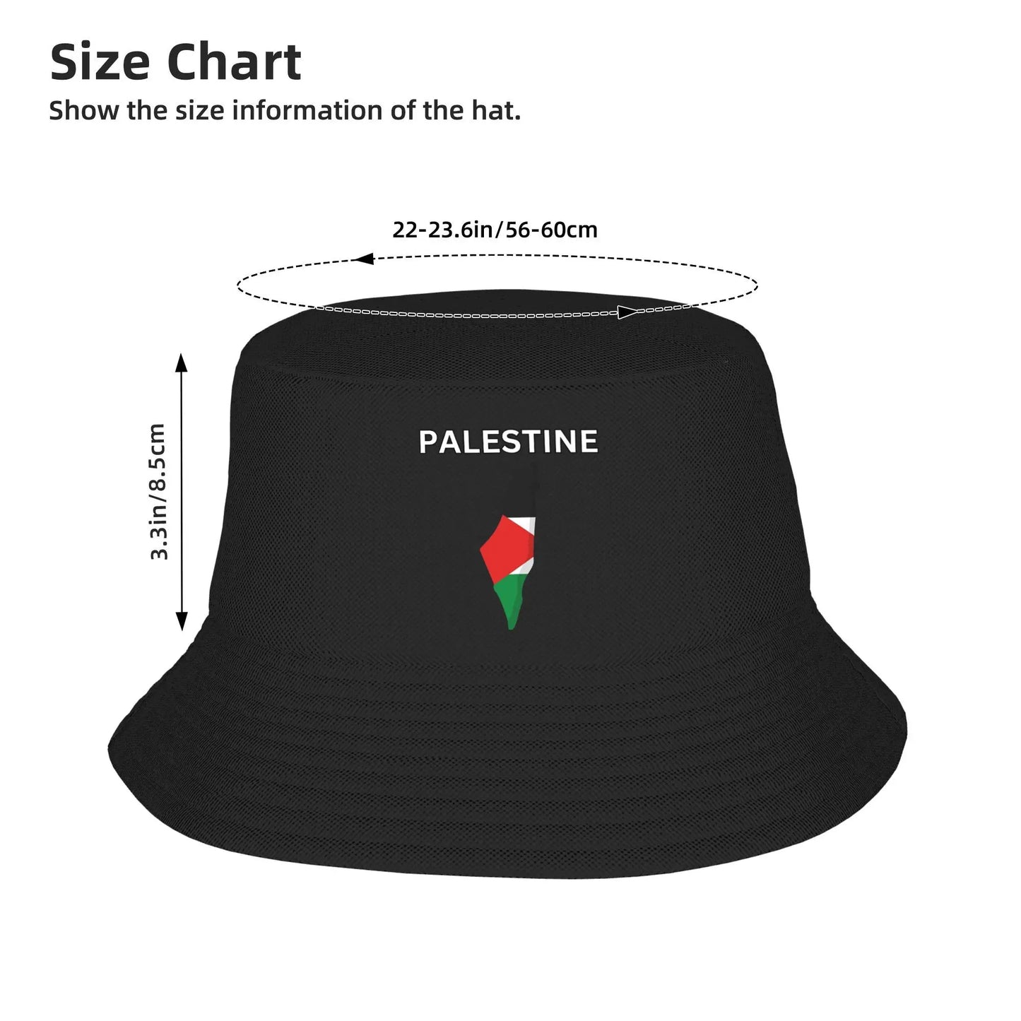 Palestine Flag Map Design Bucket Hat