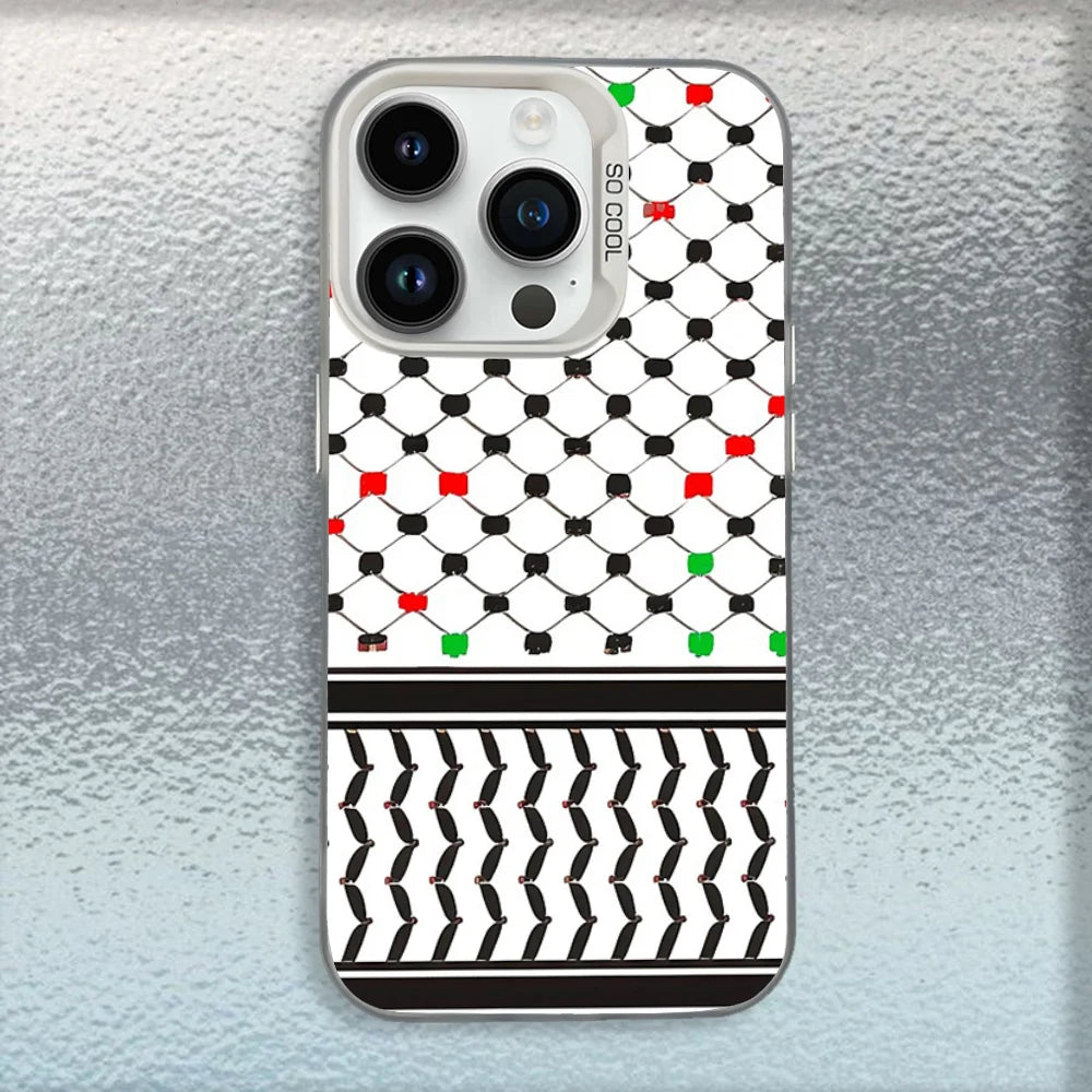 P-Palestine-S Hattah Keffiyeh Phone Case For iPhone 16,15,14,13,12,11,Mini,Pro,MAX White Matte Shockproof Cover
