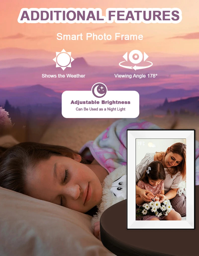 Uhale Digital Picture Frame 10.1 Inch 32GB Smart WiFi Smart digital photo frame with 1280x800 IPS HD Touch Screen