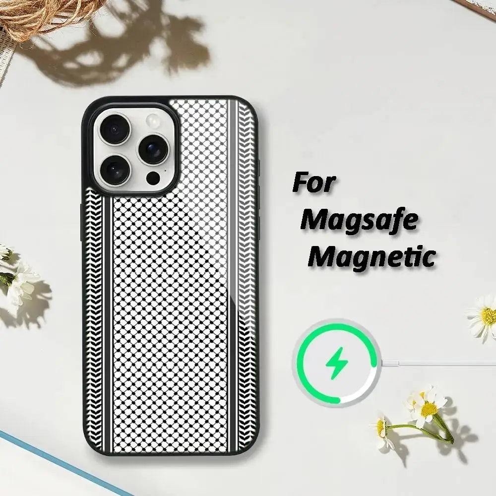 P-Palestine-S Hattah Keffiyeh Phone Case For iPhone 16,15,14,13,12,11,Plus,Pro,Max,Mini Magsafe Magnetic Wireless Charging