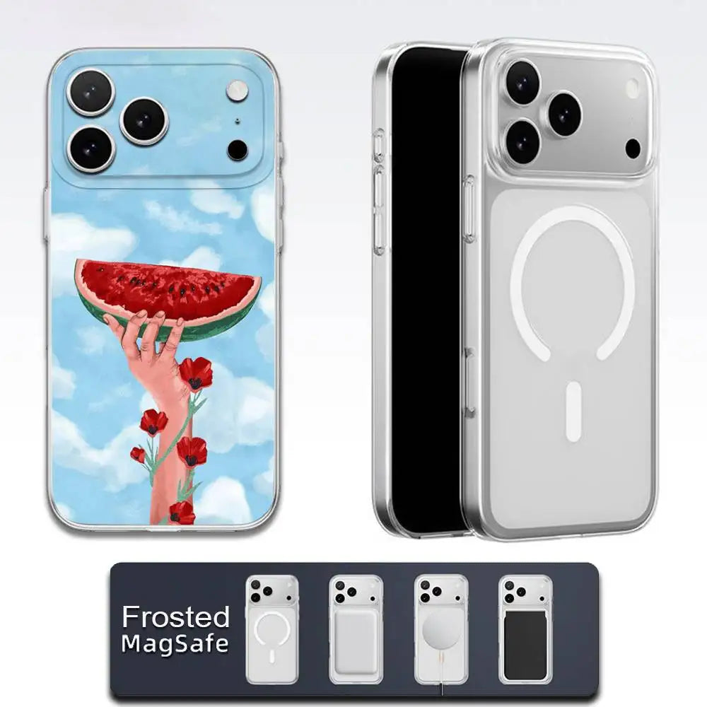 Watermelon Art P-Palestine Flag Phone Case For iPhone Magsafe Transparent