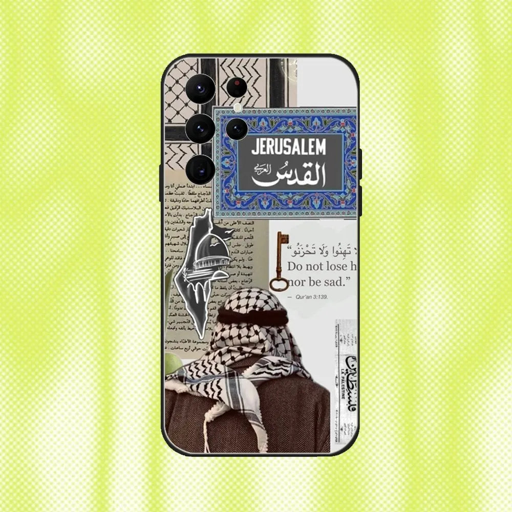 Hattah Keffiyeh Fashion Phone Case For Samsung S 25,24,23,22,30,21,10,9,Ultra,Plus,Lite,FE,4,5G Black Soft Case