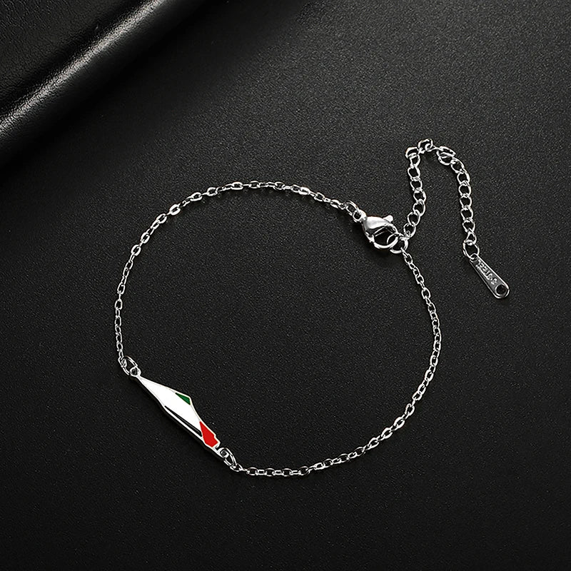 Palestinian Map Shape Stainless Steel Bracelet
