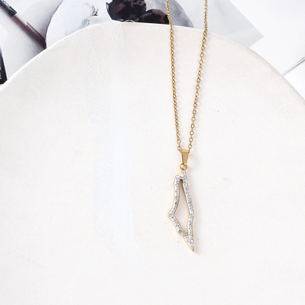 Palestine map frame necklace