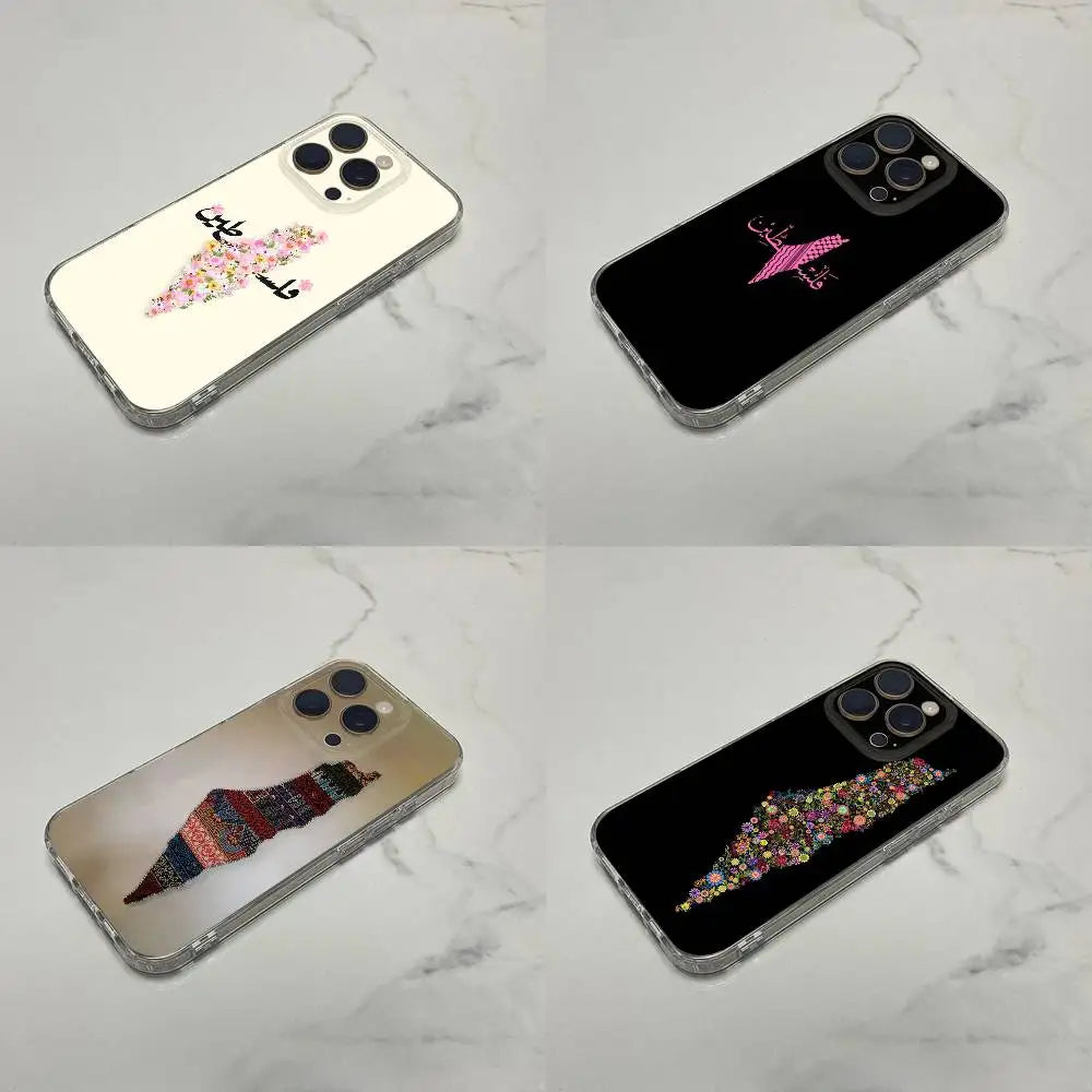 Keffiyeh Palestine Flowers Phone Case For iPhone Transparent Box