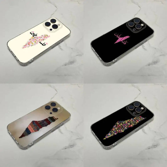 Keffiyeh Palestine Flowers Phone Case For iPhone Transparent Box