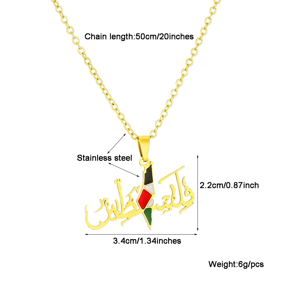 Palestine Map Flag Pendant