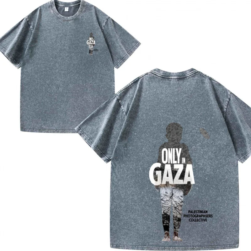 Men's T-Shirt Denim Blue Only Gaza Graphic Print Casual Daily Wear