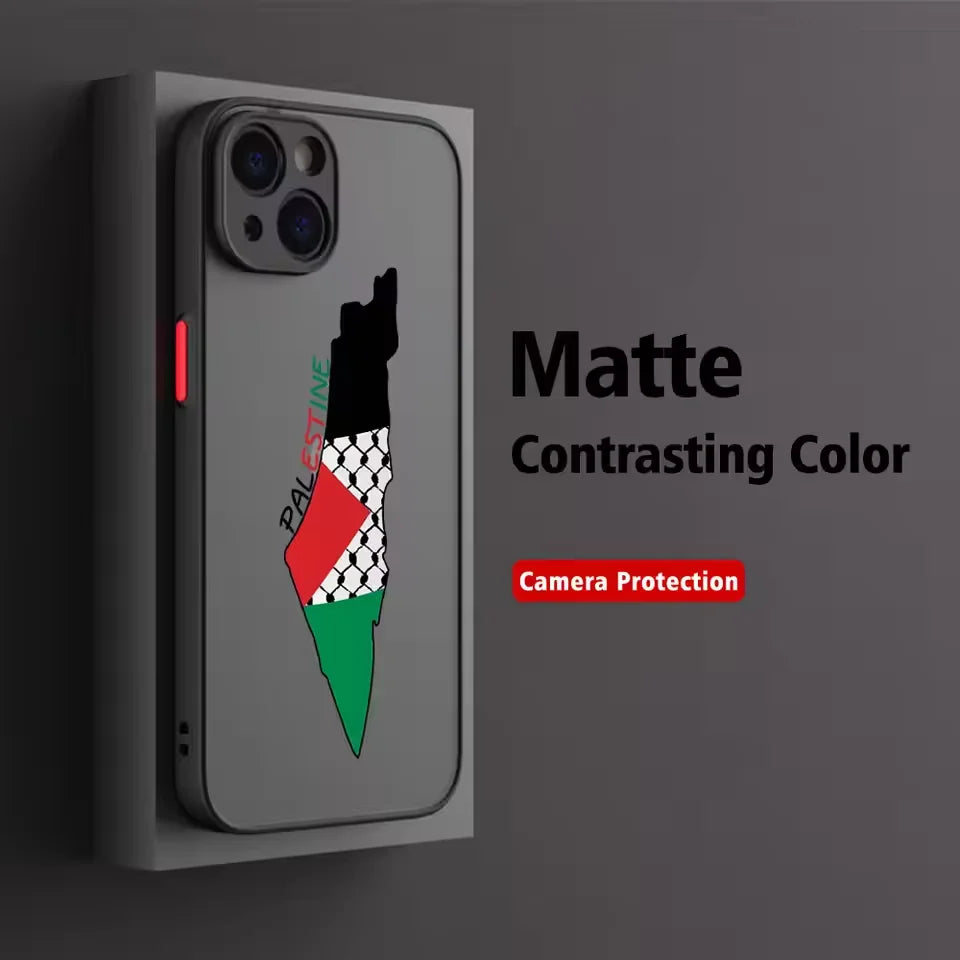 Palestine Flag Map Passport Matte Transparent For iPhone Case 16 15 14 13 12 11 Pro XR XS Max 7 8 Plus Anti-Drop Phone Y2K Cover