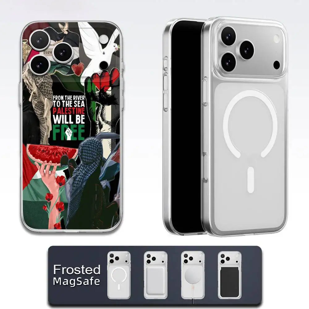 Watermelon Art P-Palestine Flag Phone Case For iPhone Magsafe Transparent