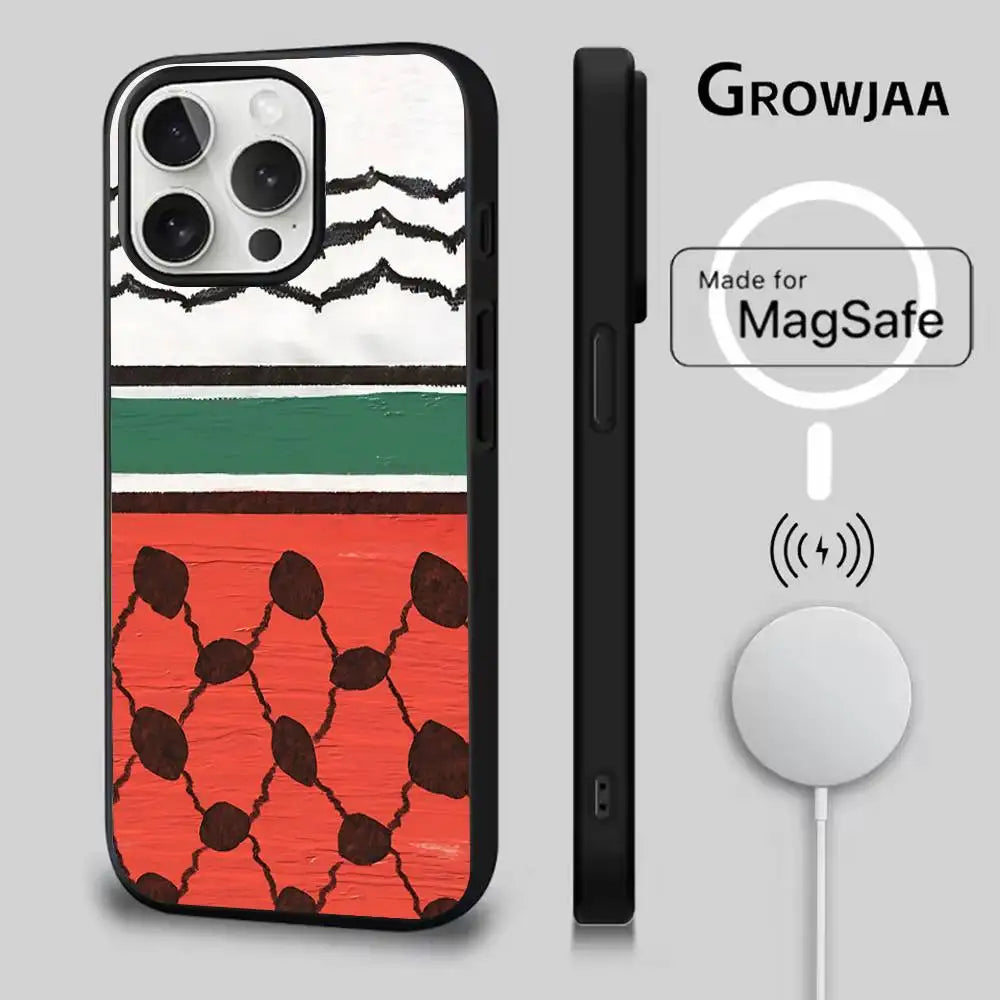 Palestine Hattah Keffiyeh Phone Case For iPhone Magsafe Magnetic Wireless Charging