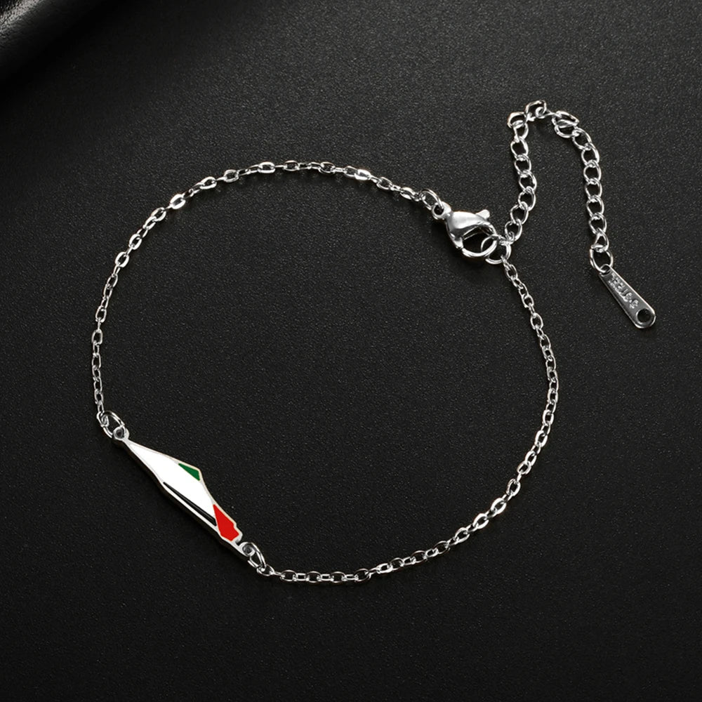 My Shape Palestine Map Flag Charms Bracelets for Women Stainless Steel Palestine Country Geography Map Pendant Bangle Jewelry