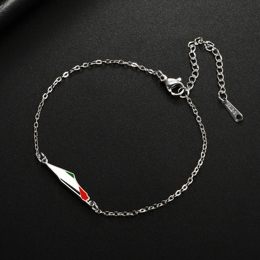 My Shape Palestine Map Flag Charms Bracelets for Women Stainless Steel Palestine Country Geography Map Pendant Bangle Jewelry