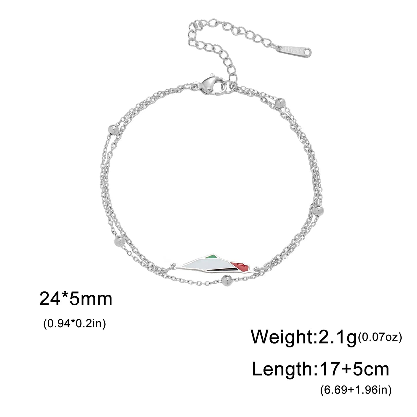Enamel Palestine Map Charm Bracelets for Women Men Stainless Steel Gold Color Hand Bracelet Country Geography Jewelry Wholesale
