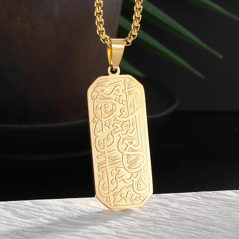 Exquisite Hollow Map Pendant Necklace for Women Men Fashion Charm Arabic Stainless Steel Amulet Jewelry