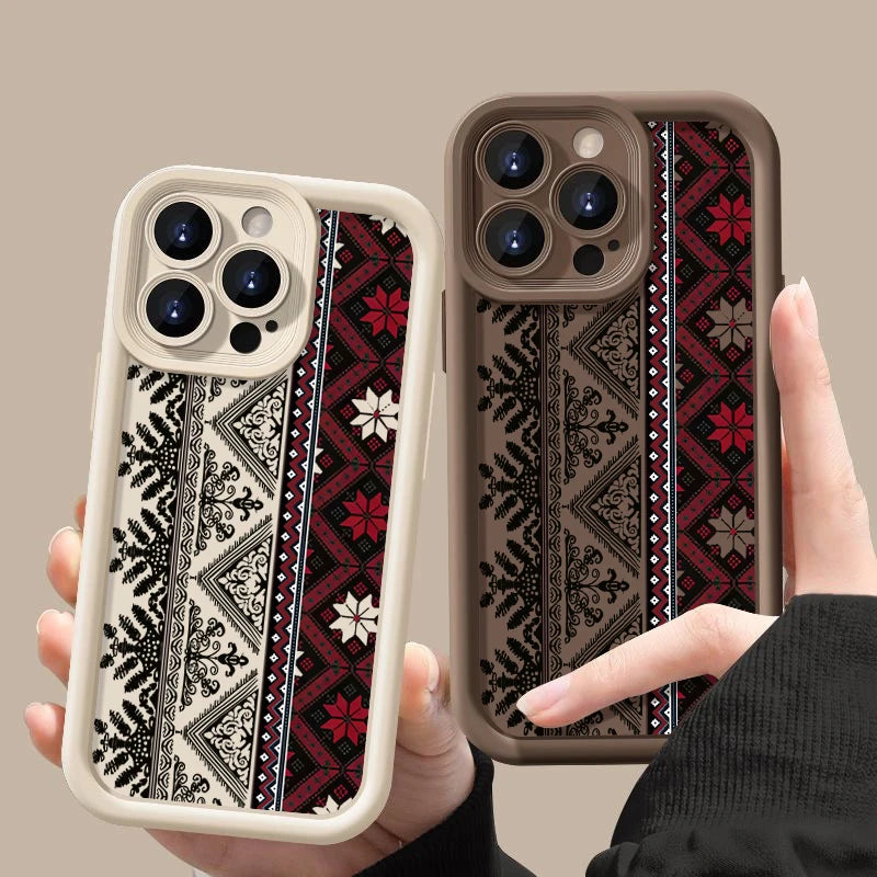 Tatreez Pattren Shockproof Case For iPhone Soft TPU Phone Cover