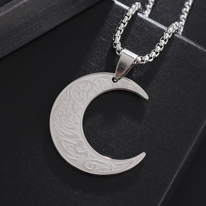 Exquisite Hollow Map Pendant Necklace for Women Men Fashion Charm Arabic Stainless Steel Amulet Jewelry