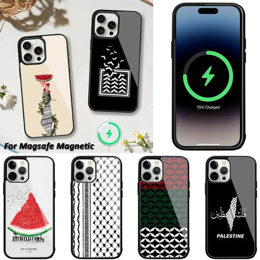 P-Palestine-S Hattah Keffiyeh Phone Case For iPhone 16,15,14,13,12,11,Plus,Pro,Max,Mini Magsafe Magnetic Wireless Charging