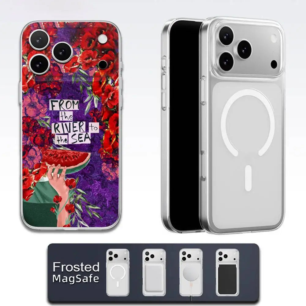 Watermelon Art P-Palestine Flag Phone Case For iPhone Magsafe Transparent