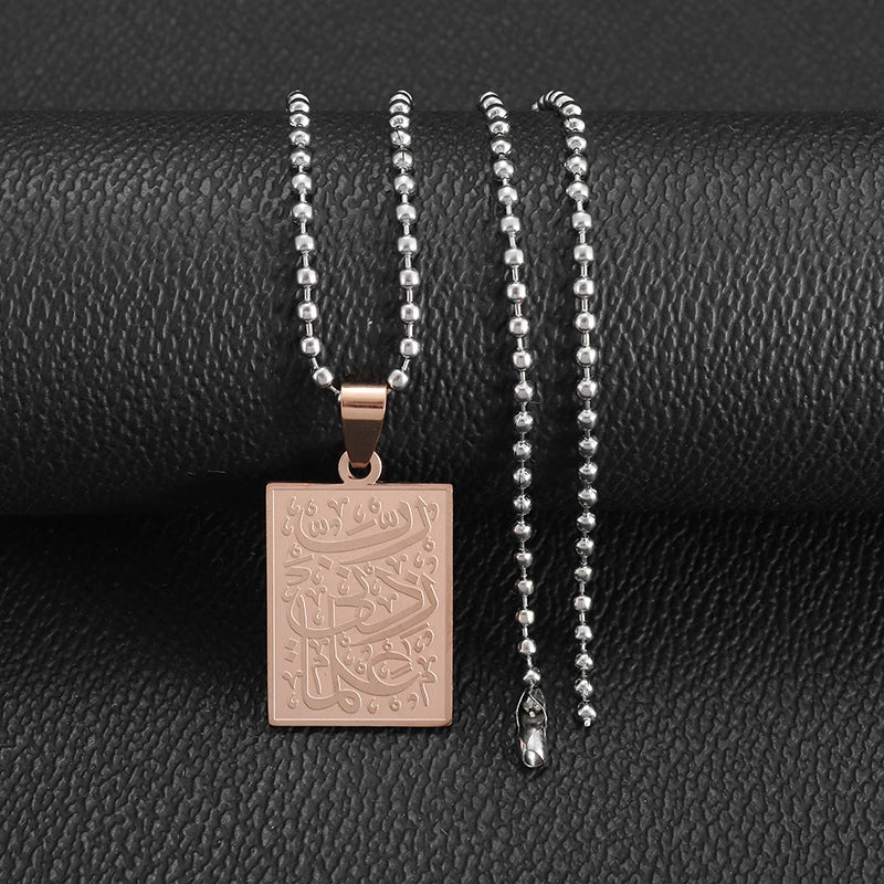 Exquisite Hollow Map Pendant Necklace for Women Men Fashion Charm Arabic Stainless Steel Amulet Jewelry