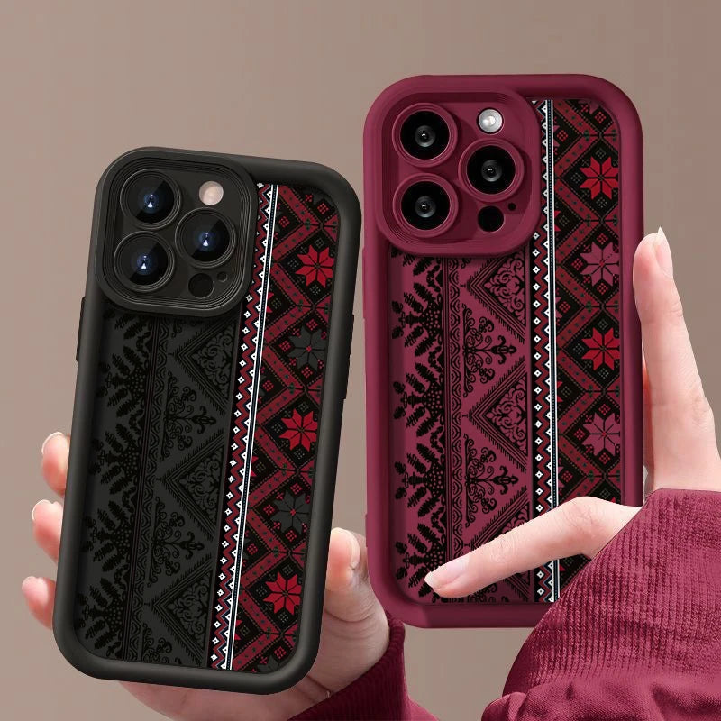 Tatreez Pattren Shockproof Case For iPhone Soft TPU Phone Cover