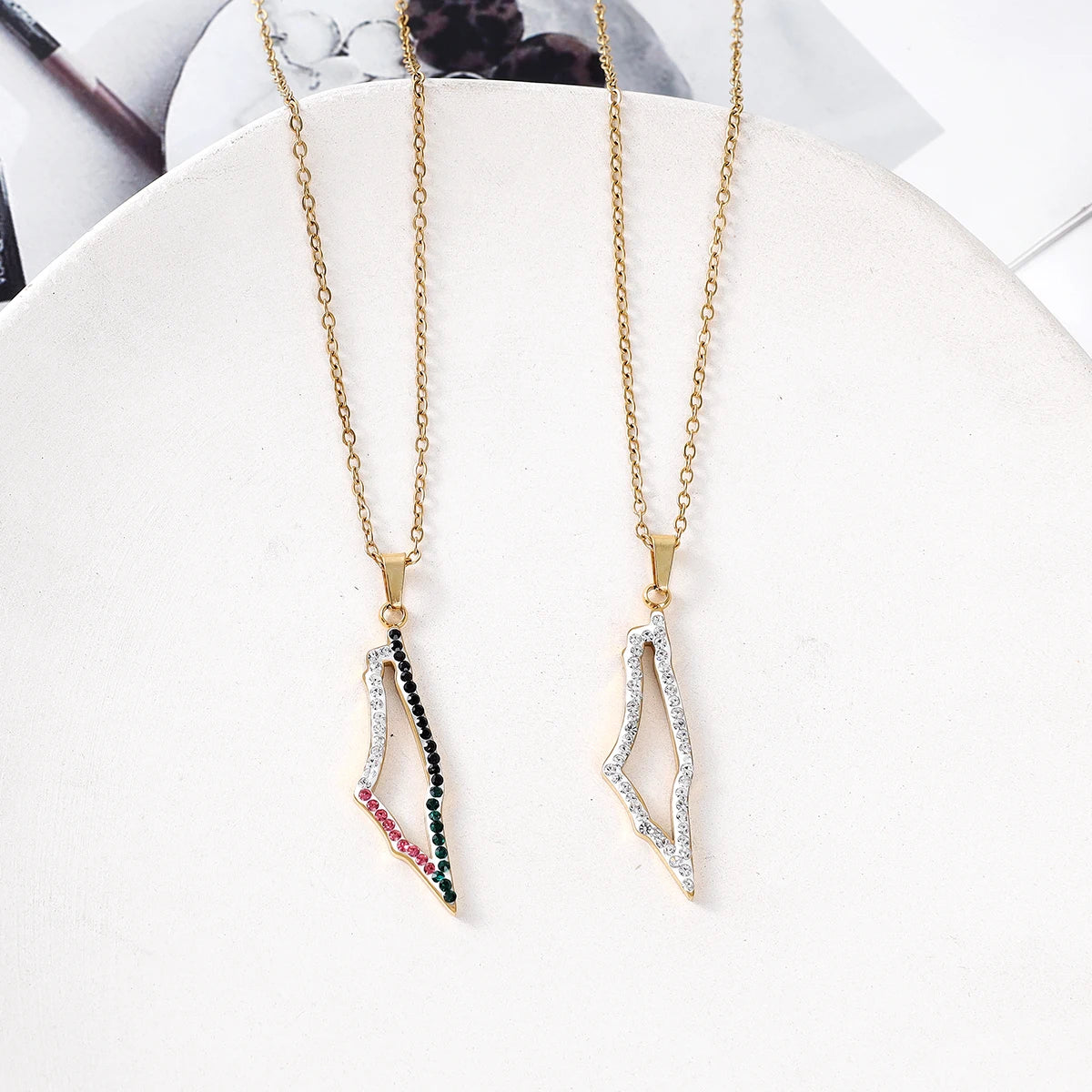 Palestine map frame necklace