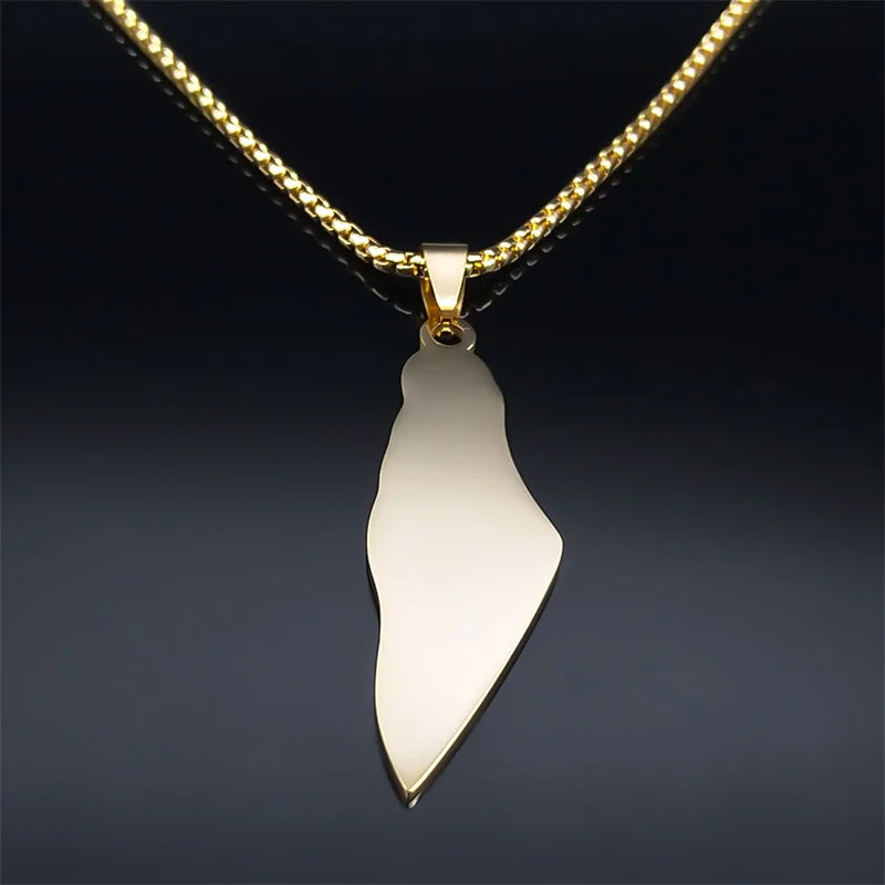 Palestine Map National Flag Necklace