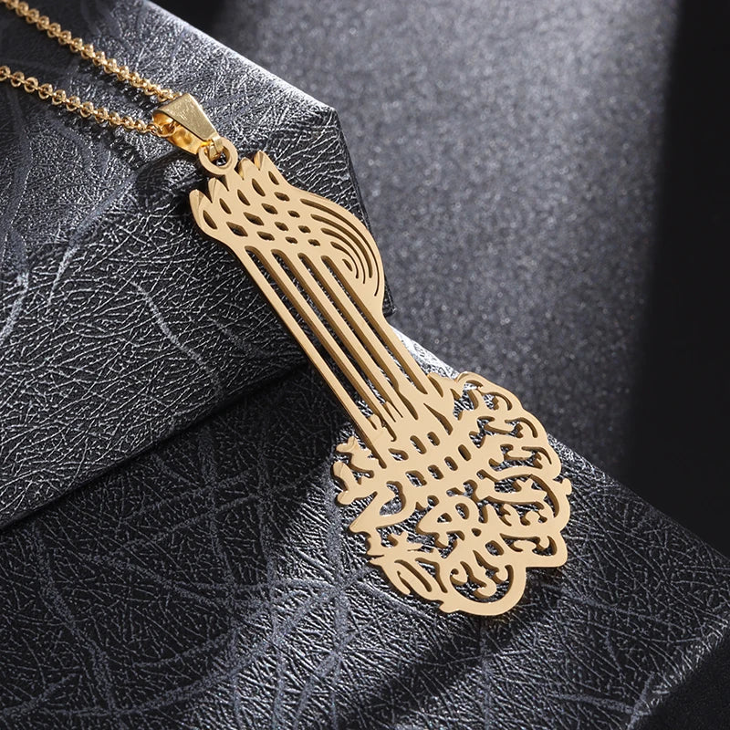 Exquisite Hollow Map Pendant Necklace for Women Men Fashion Charm Arabic Stainless Steel Amulet Jewelry