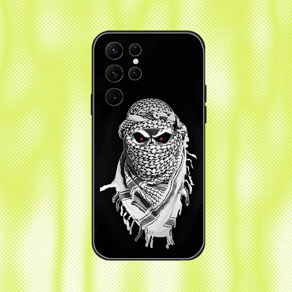 Hattah Keffiyeh Fashion Phone Case For Samsung S 25,24,23,22,30,21,10,9,Ultra,Plus,Lite,FE,4,5G Black Soft Case