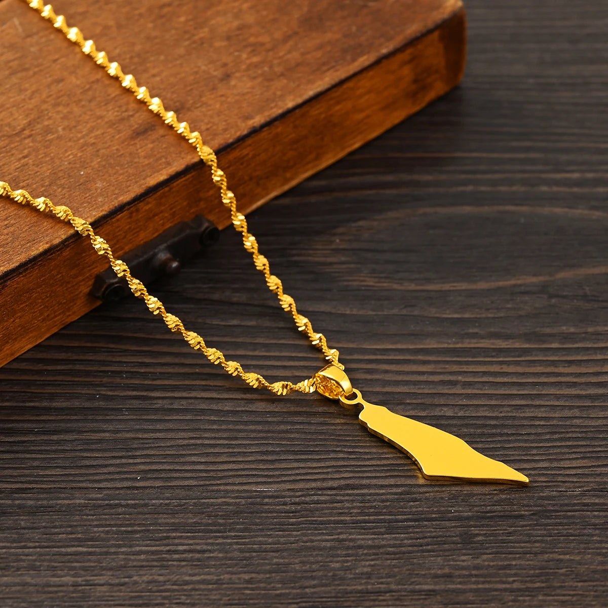 Gold Color Plain Maps Pendant Necklace Jewelry Women Wedding Bridal Charms Girls High Quality Set Gift
