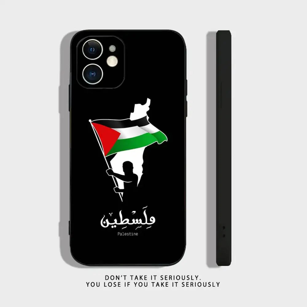 P-Palestine-es-F-Flag MAP Phone Case For iPhone 16,15,14,13,12,11,Pro,X,XS,Max,XR,Plus,Mini Soft Silicone Black Shockproof TPU