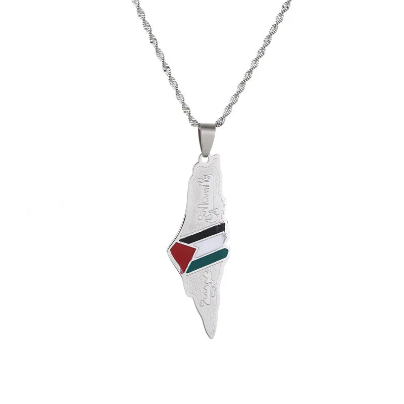 Stainless Steel Al-Aqsa Mosque Palestine Map Flag Pendant Necklaces Bracelet Ring Jewelry