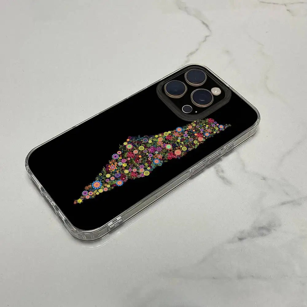 Keffiyeh Palestine Flowers Phone Case For iPhone Transparent Box