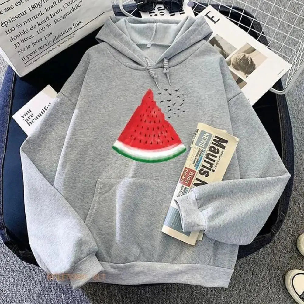 Watermelon Palestine Hoodies with Pocket Comfortable Drawstring Hoody Clothing Women Tops 2024