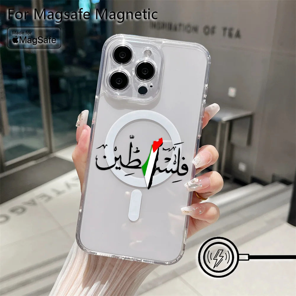 Palestine Flag Map Passport  Magsafe Magnetic Phone Case for iPhone 16 15 14 13 12 11 8 7 Plus Pro Max X XR XSMax Soft Tpu Cover