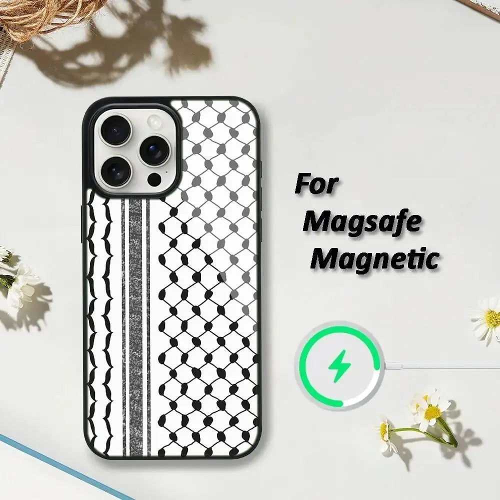 P-Palestine-S Hattah Keffiyeh Phone Case For iPhone 16,15,14,13,12,11,Plus,Pro,Max,Mini Magsafe Magnetic Wireless Charging
