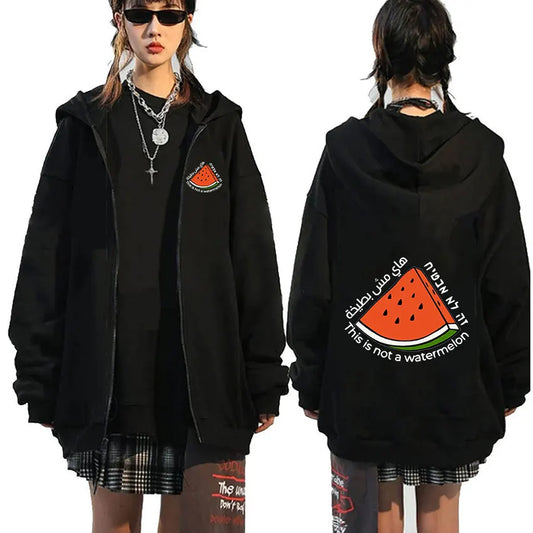 2024 This Is Not A Watermelon Trendy Pullover Zipper Hoodie