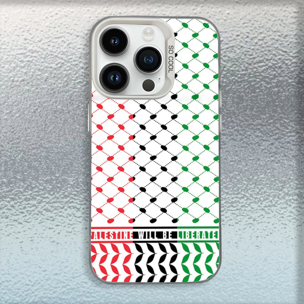 P-Palestine-S Hattah Keffiyeh Phone Case For iPhone 16,15,14,13,12,11,Mini,Pro,MAX White Matte Shockproof Cover