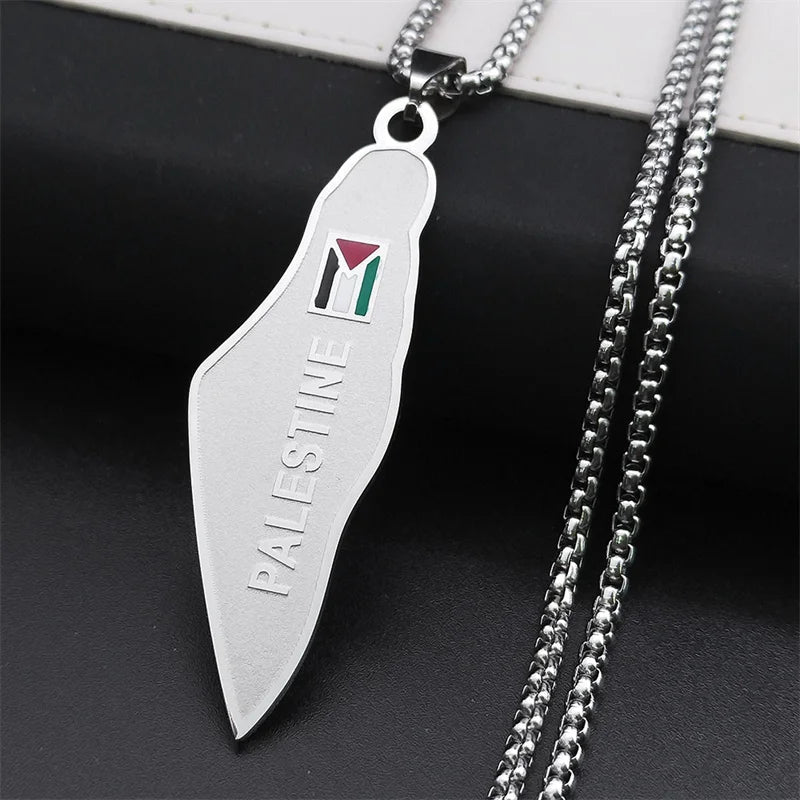 Palestine Map National Flag Necklace