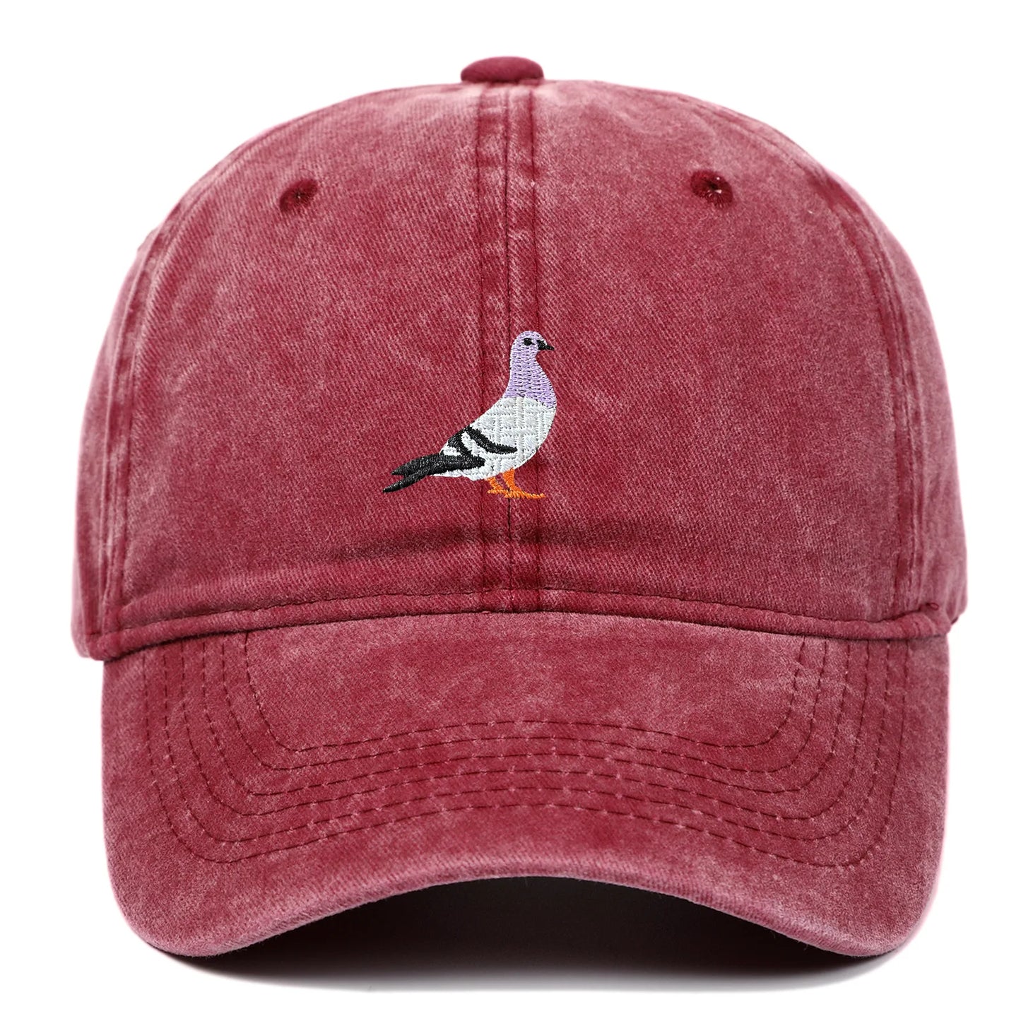 Baseball cap suitable for all seasons, pigeon embroidery pattern, men's and women's daily casual fashion, outdoor sun protection