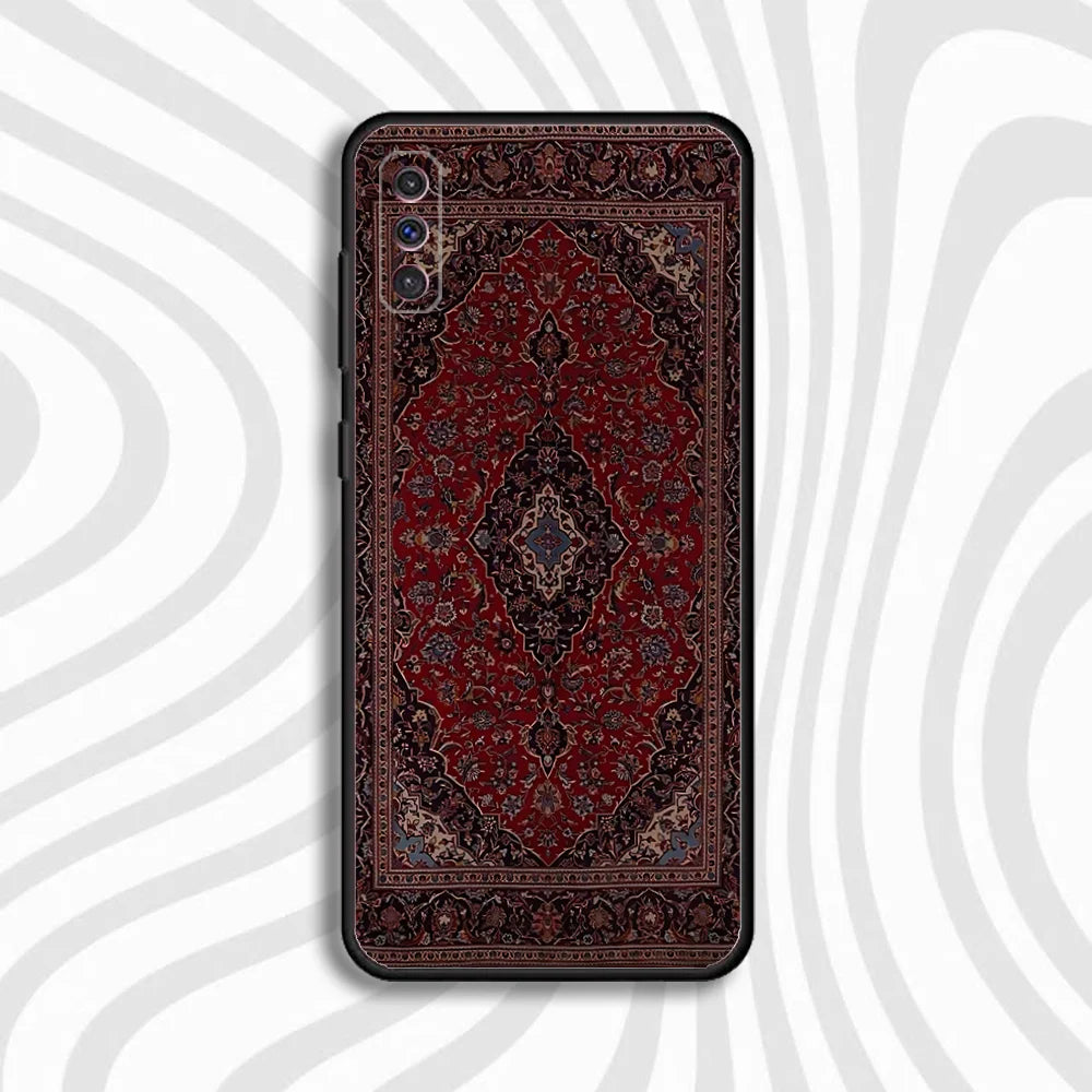 Persian Carpet Phone Case For Samsung S 25,24,23,22,30,21,10,9,Ultra,Plus,Lite,FE,4,5 G Black Soft Case