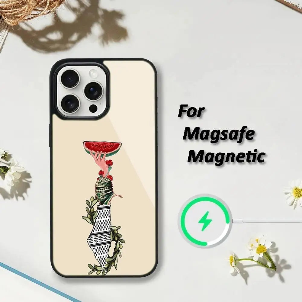 P-Palestine-S Hattah Keffiyeh Phone Case For iPhone 16,15,14,13,12,11,Plus,Pro,Max,Mini Magsafe Magnetic Wireless Charging