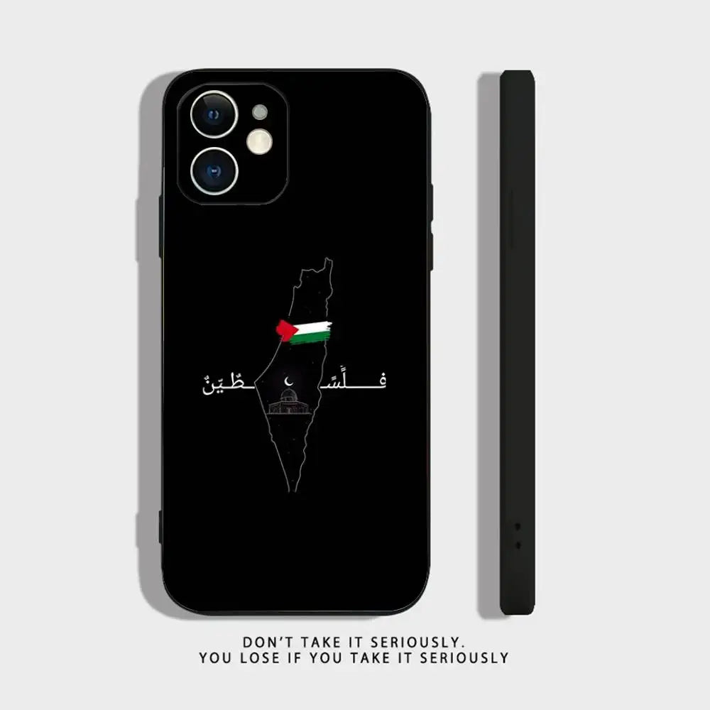 P-Palestine-es-F-Flag MAP Phone Case For iPhone 16,15,14,13,12,11,Pro,X,XS,Max,XR,Plus,Mini Soft Silicone Black Shockproof TPU
