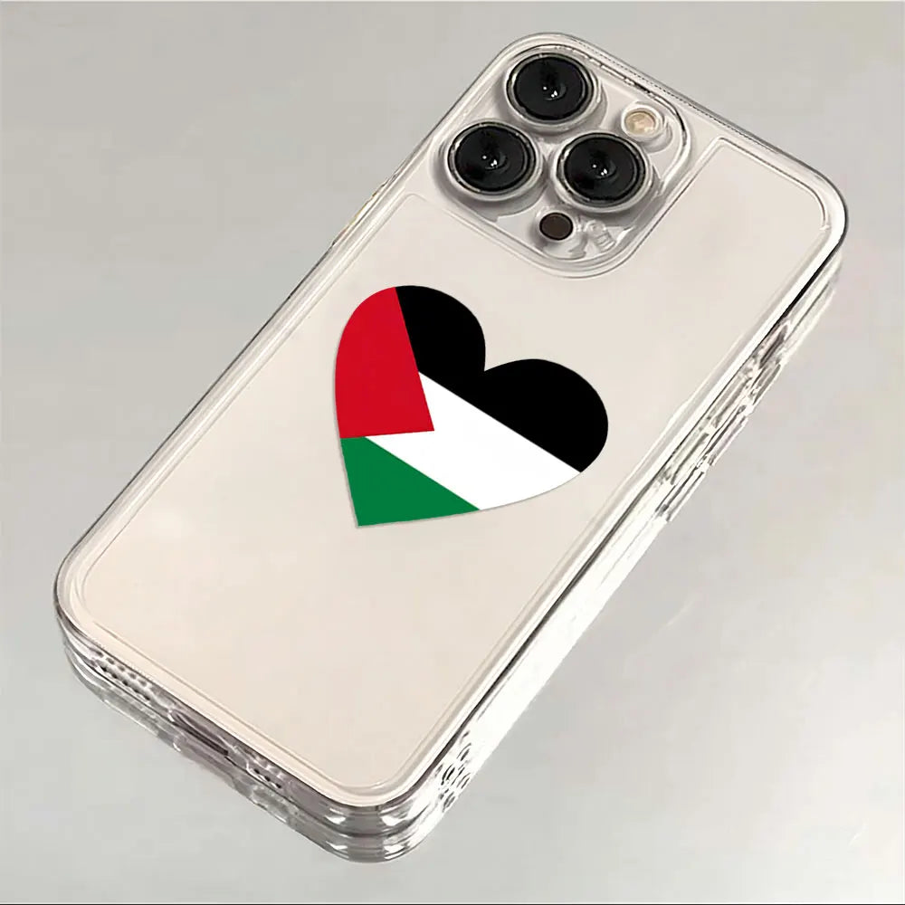 Cute Phone Case For Palestine Flag Map Passport iPhone 16 15 14 13 12 11 Mini Pro Max X XR XSMax 7 8 Plus Transparent Soft Cover
