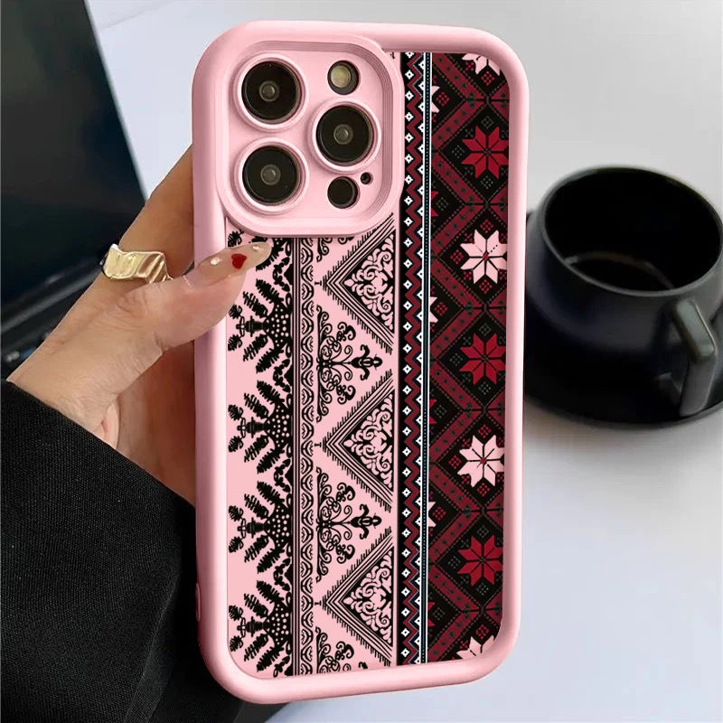 Tatreez Pattren Shockproof Case For iPhone Soft TPU Phone Cover
