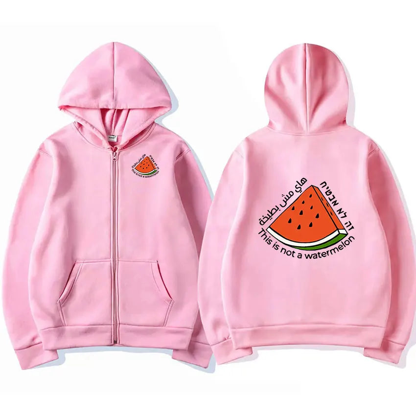 2024 This Is Not A Watermelon Trendy Pullover Zipper Hoodie